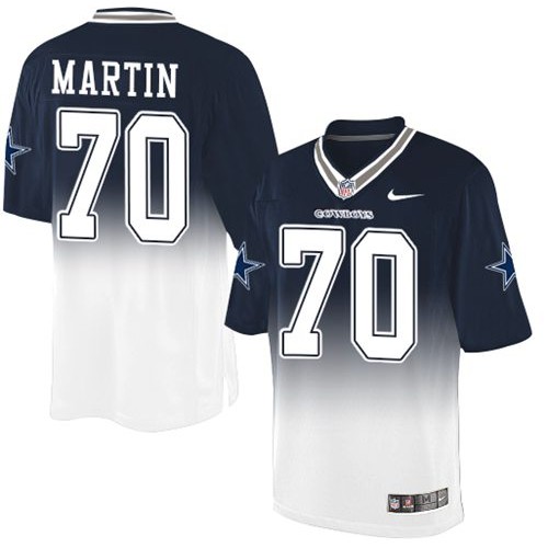 Dallas Cowboys #70 Zack Martin Navy Blue/White Men's Stitched Elite Fadeaway Fashion Jersey Men's