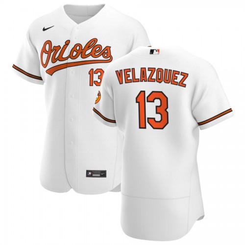 Baltimore Baltimore Orioles #13 Andrew Velazquez Men's White Home 2020 Authentic Player Jersey Men's