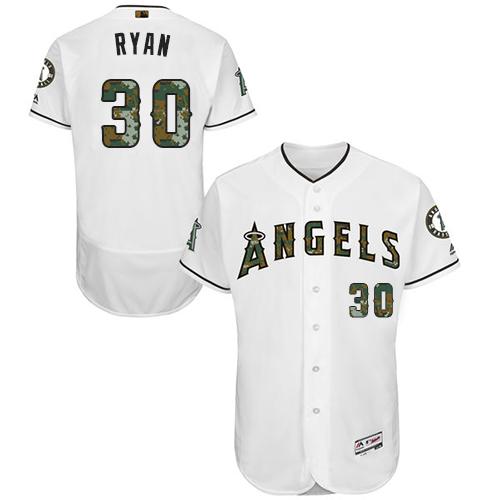 Los Angeles Angels of Anaheim #30 Nolan Ryan White Flexbase Authentic Collection Memorial Day Stitched Jersey Men's