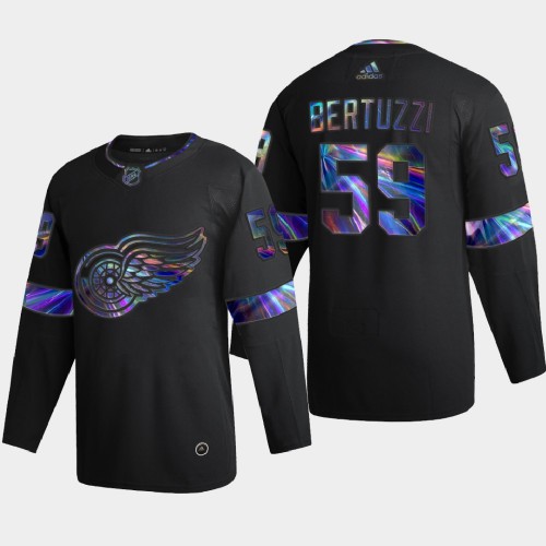 Detroit Detroit Red Wings #59 Tyler Bertuzzi Men's Iridescent Holographic Collection Jersey - Black Men's