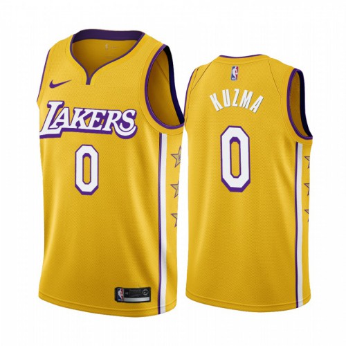 Los Angeles Lakers #0 Kyle Kuzma Mens Unveil 2019-20 City Edition Swingman Jersey Yellow Mens