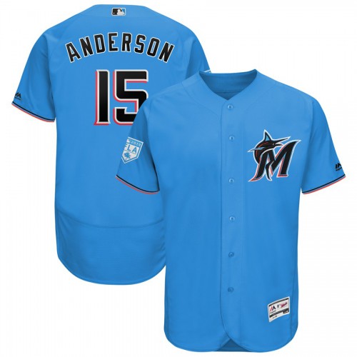 Miami Marlins #15 Brian Anderson Blue 2019 Spring Training Flex Base Stitched Jersey Men's