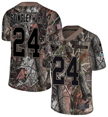 Texans #24 Derek Stingley Jr. Camo Youth Stitched Limited Rush Realtree Jersey