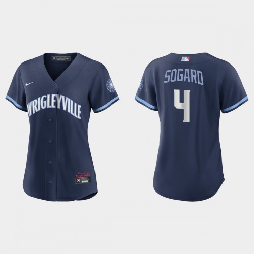 Chicago Chicago Cubs #4 Eric Sogard Women's 2021 City Connect Navy Jersey Womens