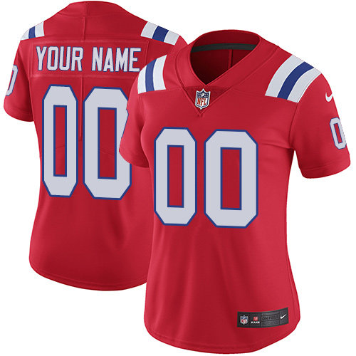 New England Patriots Customized Red Alternate Stitched Vapor Untouchable Limited Women's Jersey