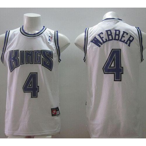Sacramento Kings #4 Chris Webber White Home Throwback Stitched Jersey Mens
