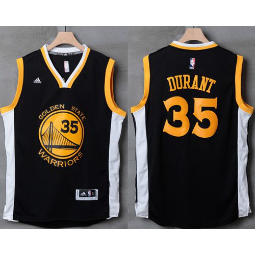 Golden State Warriors #35 Kevin Durant Black/White Stitched Jersey Mens