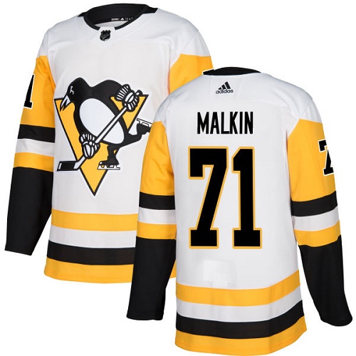 Adidas Pittsburgh Penguins #71 Evgeni Malkin White Road Authentic Stitched Youth Jersey Youth