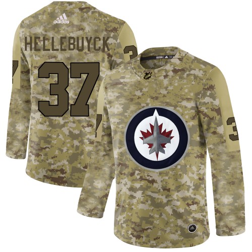 Adidas Winnipeg Jets #37 Connor Hellebuyck Camo Authentic Stitched Jersey Men's