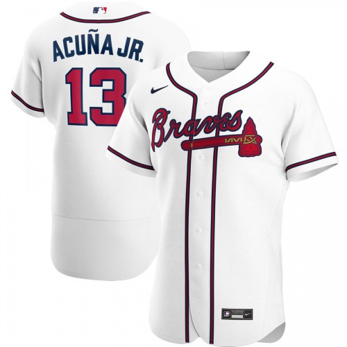 Atlanta Atlanta Braves #13 Ronald Acuna Jr. Men's White Home 2020 Authentic Player Jersey Men's
