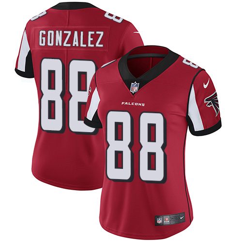 Atlanta Falcons #88 Tony Gonzalez Red Team Color Women's Stitched Vapor Untouchable Limited Jersey Womens