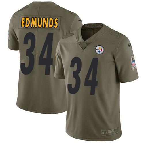 Pittsburgh Steelers #34 Terrell Edmunds Olive Men's Stitched Limited 2017 Salute To Service Jersey Men's