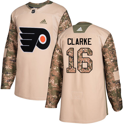 Adidas Philadelphia Flyers #16 Bobby Clarke Camo Authentic 2017 Veterans Day Stitched Jersey Men's