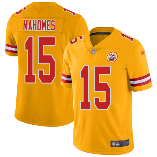 Chiefs #15 Patrick Mahomes Gold Youth Stitched Limited Inverted Legend Jersey