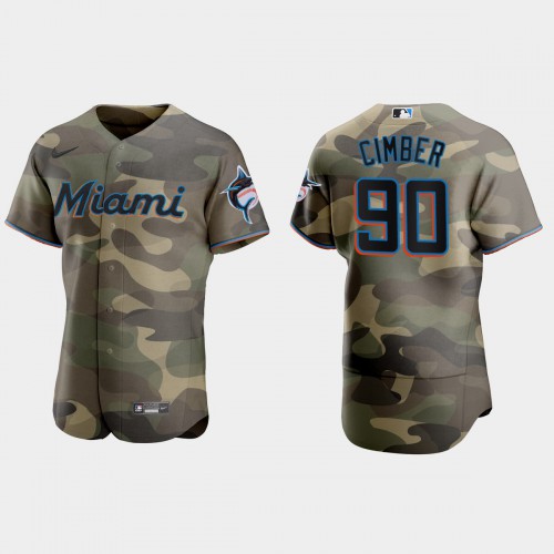 Miami Miami Marlins #90 Adam Cimber Men's 2021 Armed Forces Day Authentic Jersey -Camo Men's