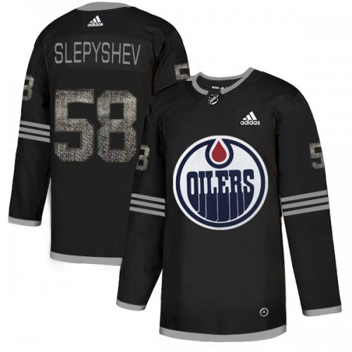 Adidas Edmonton Oilers #58 Anton Slepyshev Black Authentic Classic Stitched Jersey Men's