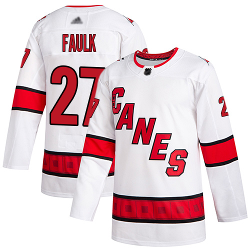 Adidas Carolina Hurricanes #27 Justin Faulk White Road Authentic Stitched Jersey Men's