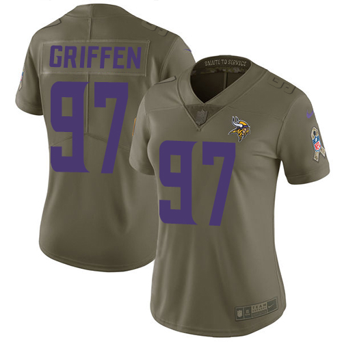Minnesota Vikings #97 Everson Griffen Olive Women's Stitched Limited 2017 Salute to Service Jersey Womens