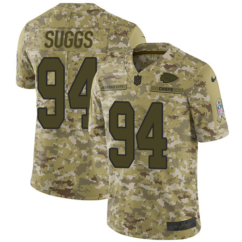 Kansas City Chiefs #94 Terrell Suggs Camo Men's Stitched Limited 2018 Salute To Service Jersey Men's