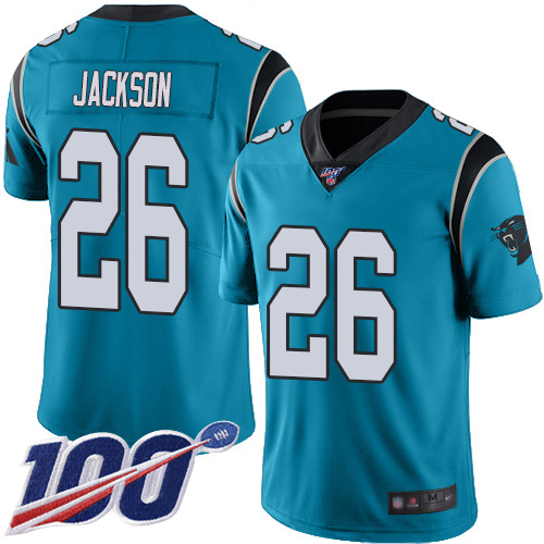 Carolina Panthers #26 Donte Jackson Blue Men's Stitched Limited Rush 100th Season Jersey Men's