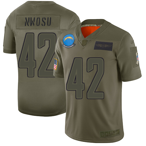 Los Angeles Chargers #42 Uchenna Nwosu Camo Men's Stitched Limited 2019 Salute To Service Jersey Men's