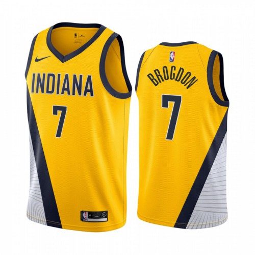 Indiana Pacers #7 Malcolm Brogdon Yellow 2019-20 Statement Edition Jersey Mens