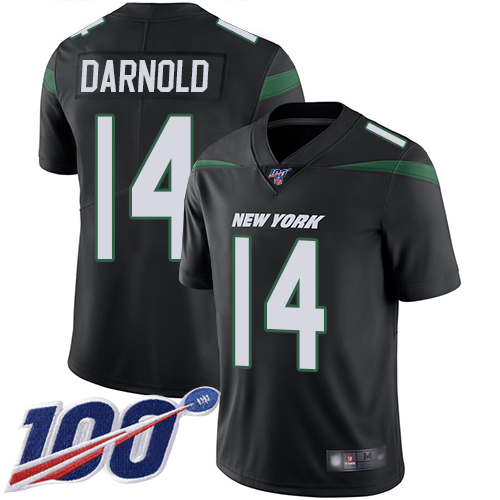 New York Jets #14 Sam Darnold Black Alternate Men's Stitched 100th Season Vapor Limited Jersey Men's
