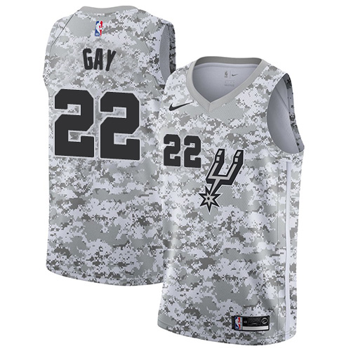 San Antonio Spurs #22 Rudy Gay White Camo Swingman Earned Edition Jersey Mens