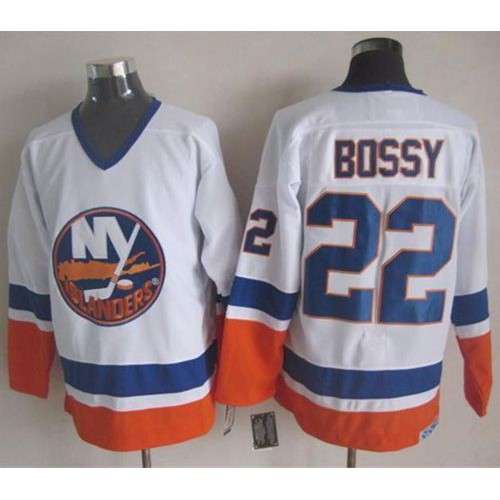 New York Islanders #22 Mike Bossy White CCM Throwback Stitched Jersey Men's