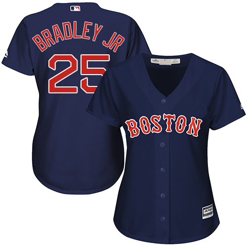 Boston Red Sox #25 Jackie Bradley Jr Navy Blue Alternate Women's Stitched Jersey Womens
