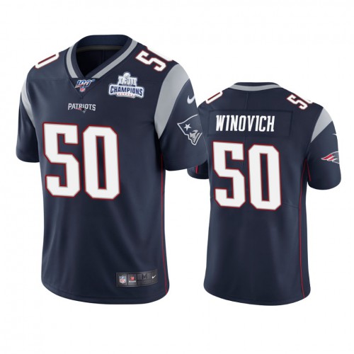 New England New England Patriots #50 Chase Winovich Navy Super Bowl LIII Champions Vapor Limited Jersey Men's