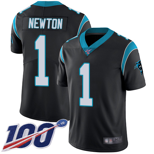 Carolina Panthers #1 Cam Newton Black Team Color Men's Stitched 100th Season Vapor Limited Jersey Men's