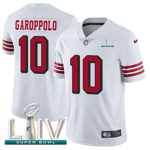 49ers #10 Jimmy Garoppolo White Super Bowl LIV 2020 Rush Youth Stitched Vapor Untouchable Limited Jersey