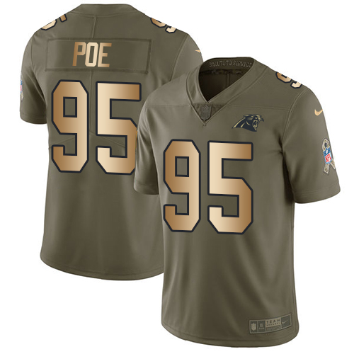 Carolina Panthers #95 Dontari Poe Olive/Gold Youth Stitched Limited 2017 Salute to Service Jersey Youth