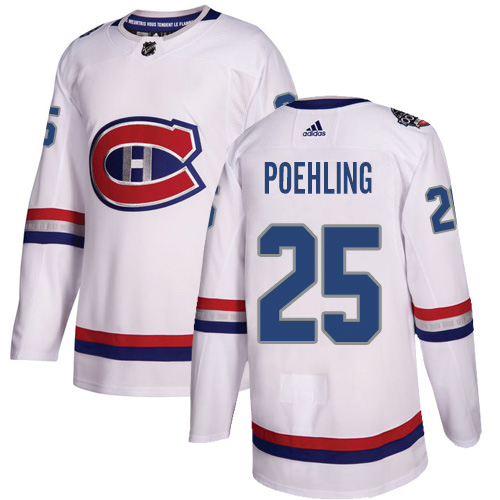 Adidas Montreal Canadiens #25 Ryan Poehling White Authentic 2017 100 Classic Stitched Jersey Men's