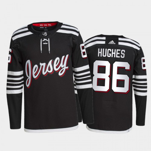 Adidas New Jersey Devils #86 Jack Hughes Men's 2021-22 Alternate Authentic Jersey - Black Men's
