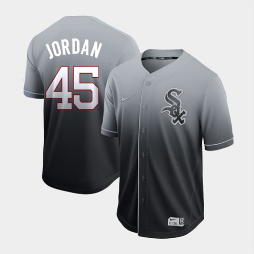 Chicago White Sox #45 Michael Jordan Black Fade Authentic Stitched Jersey Men's