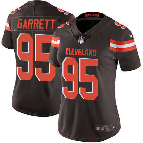 Browns #95 Myles Garrett Brown Team Color Women's Stitched Vapor Untouchable Limited Jersey
