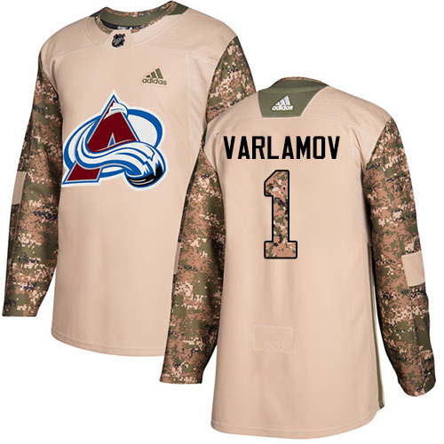 Adidas Colorado Avalanche #1 Semyon Varlamov Camo Authentic 2017 Veterans Day Stitched Youth Jersey Youth