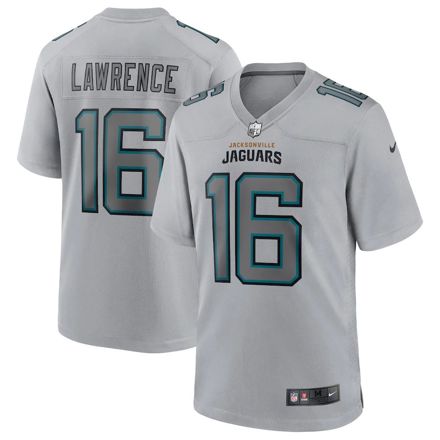 Jacksonville Jaguars #16 Trevor Lawrence Men's Gray Atmosphere Fashion Game Jersey