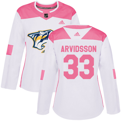 Adidas Nashville Predators #33 Viktor Arvidsson White/Pink Authentic Fashion Women's Stitched Jersey Womens
