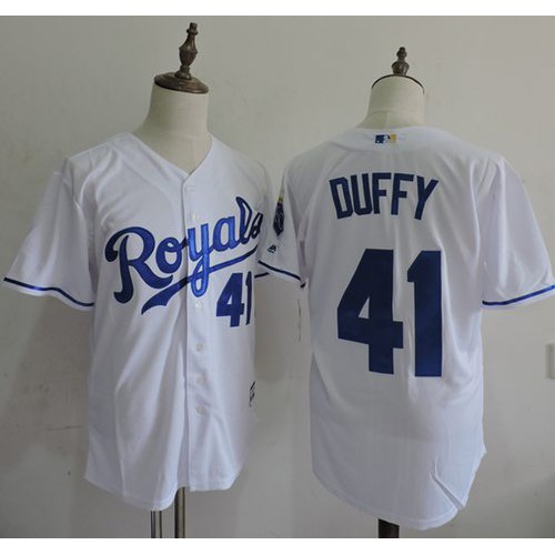 Kansas City Royals #41 Danny Duffy White New Cool Base Stitched Jersey Men's