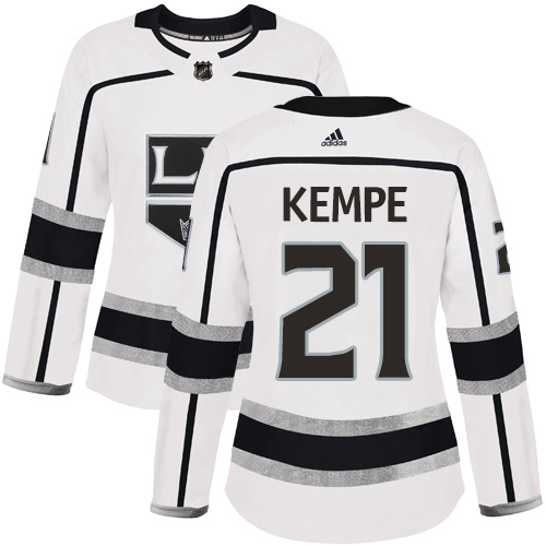 Adidas Los Angeles Kings #21 Mario Kempe White Road Authentic Women's Stitched Jersey Womens