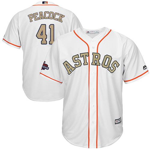 Houston Astros #41 Brad Peacock White 2018 Gold Program Cool Base Stitched Jersey Men's