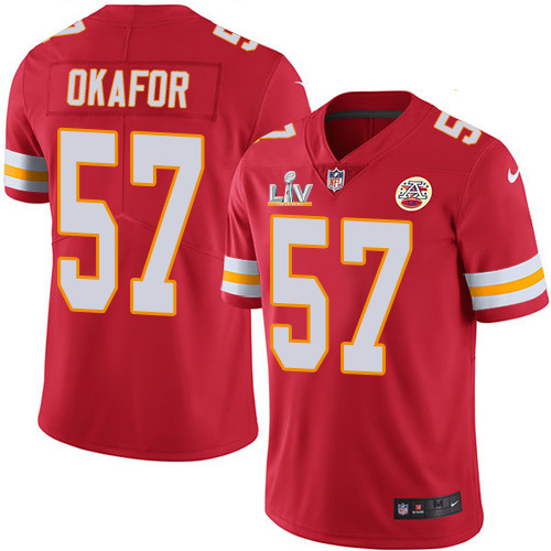 Kansas City Chiefs #57 Alex Okafor Red Team Color Youth Super Bowl LV Bound Stitched Vapor Untouchable Limited Jersey Youth