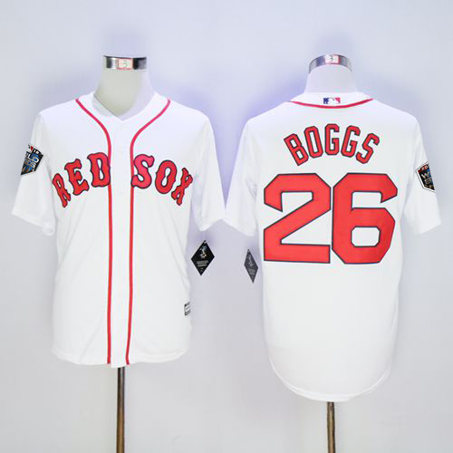Boston Red Sox #26 Wade Boggs White New Cool Base 2018 World Series Stitched Jersey Men's
