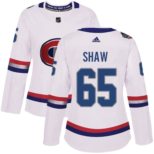 Adidas Montreal Canadiens #65 Andrew Shaw White Authentic 2017 100 Classic Women's Stitched Jersey Womens