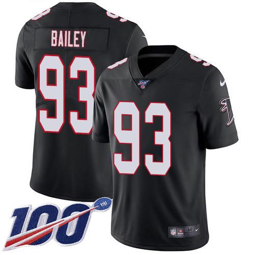 Atlanta Falcons #93 Allen Bailey Black Alternate Youth Stitched 100th Season Vapor Untouchable Limited Jersey Youth
