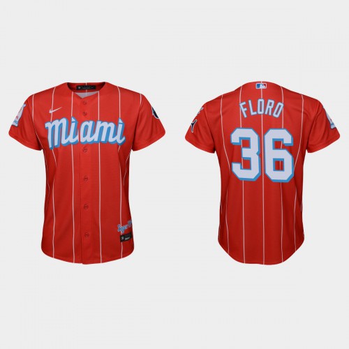 Miami Miami Marlins #36 Dylan Floro Youth 2021 City Connect Authentic Jersey Red Youth