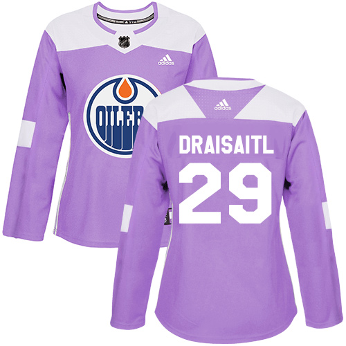 Adidas Edmonton Oilers #29 Leon Draisaitl Purple Authentic Fights Cancer Women's Stitched Jersey Womens